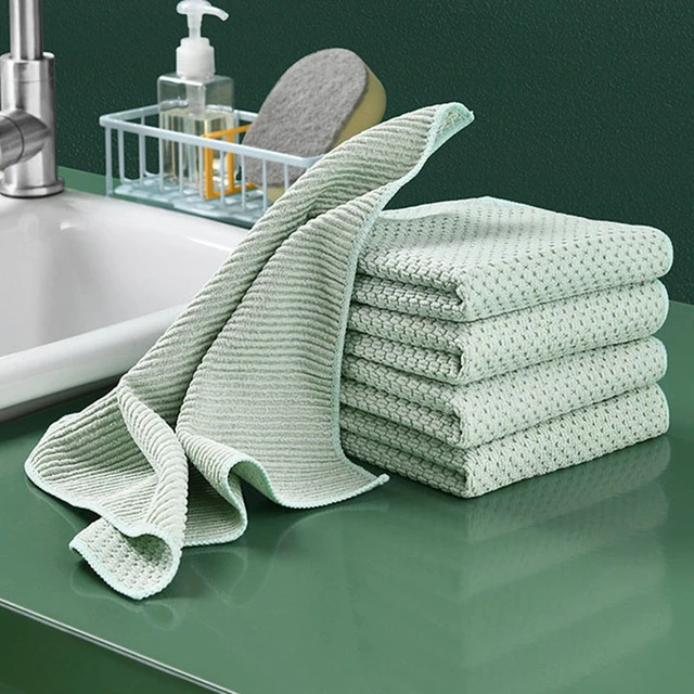4 Pcs Kitchen Dish Towels Cloths For Washing Dishes Highly Absorbent Cleaning  Cloth Fast Drying Tea Towels with Bamboo Charcoal - AliExpress
