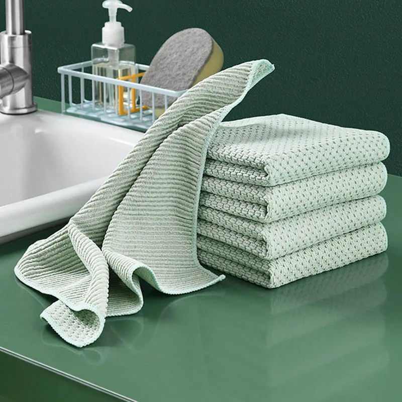 2pcs/set Green Absorbent Wipes Kitchen Towels Dishcloth Rags Kitchen  Accessories Cleaning Cloth Household Cleaning Tools 30x30cm - Cleaning  Cloths - AliExpress