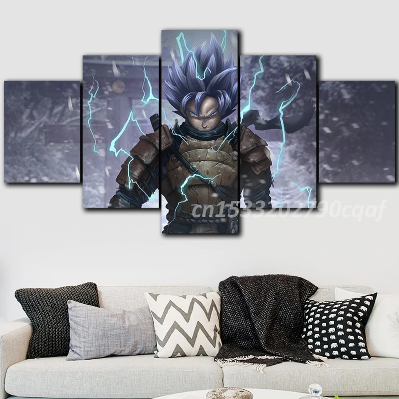 

Five 5 Pieces Printed Canvas Dragon Ball Anime Wall Art Piccolo Painting Modular Vegetto Goku Pictures Home Decor Mural Poster