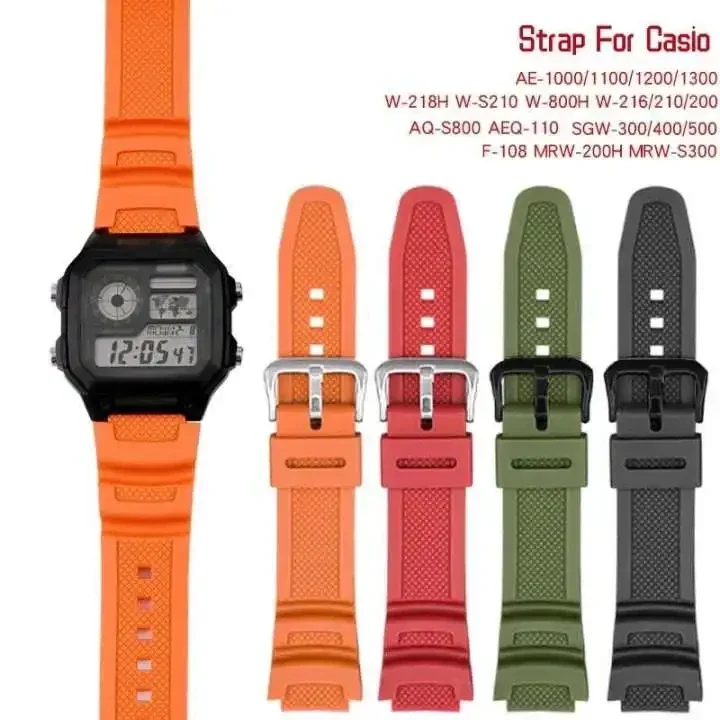 Cinturino Di Ricambio Casio 18 Mm | Silicone Per AE-1200, AQ-S810W, W-S200H E Altri | Lungo 120 Mm, Corto 83 Mm
