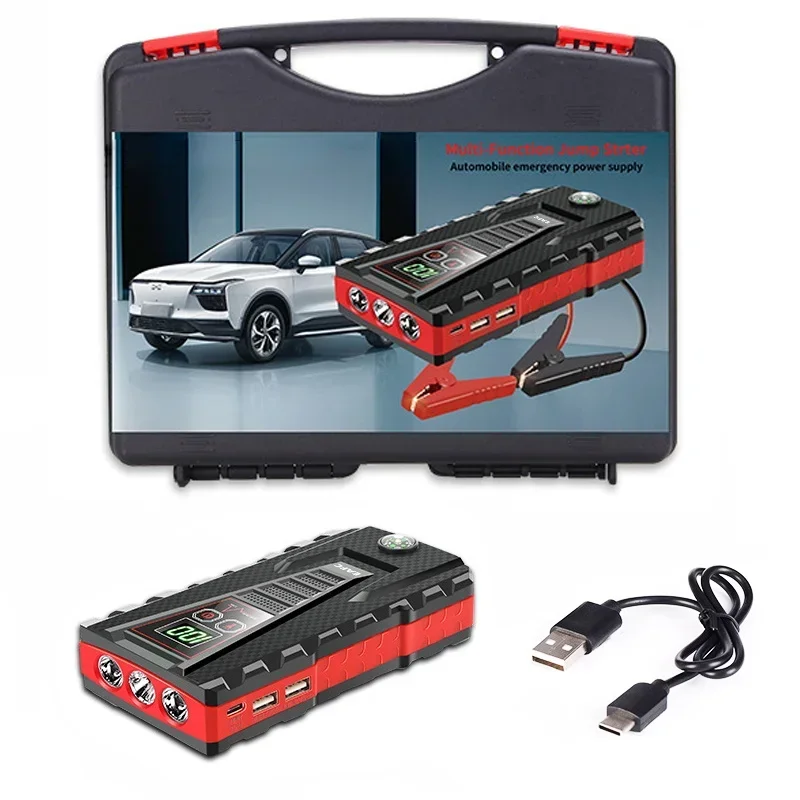 EAFC LCD Screen Car Battery Start Device 600-1200A Car Jump Starter 12V  Booster Charger PowerBank Battery Starter Buster