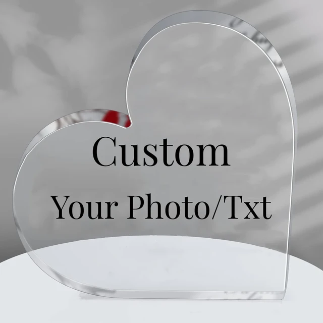 HOBULL Personalized Photo & Text, Custom Photo Album with Acrylic Plaque,  Heart-Shaped 3D Picture Frame, Customized Gift for Anniversary, Birthdays