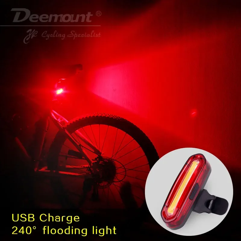 

Deemount Rechargeable COB LED USB Mountain Bike Tail Light Taillight MTB Safety Warning Bicycle Rear Lamp