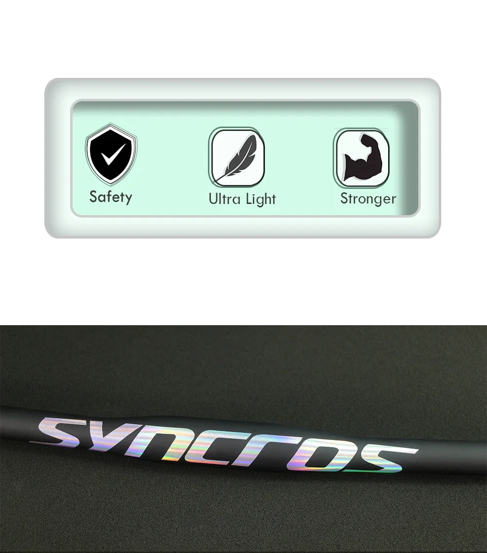 SYNCROS-Vollcarbon-Lenker, Mountainbike, BMX, flach, erhöht, 9 Grad, MTB-Fahrradzubehör, Chrom, neuestes Modell, 31,8 mm – Detail 7