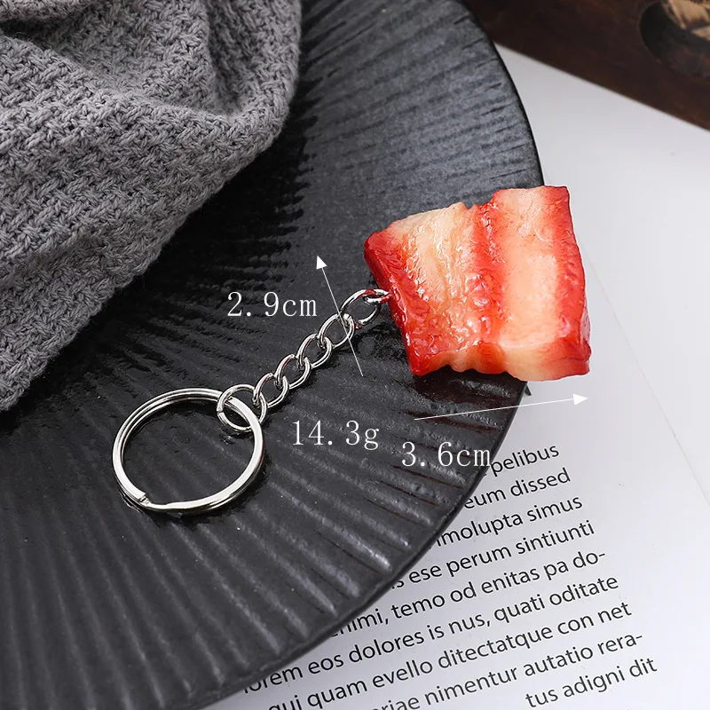 Artificial Steak Keychain Photography Prop and Kitchen Ornament Simulation Decor