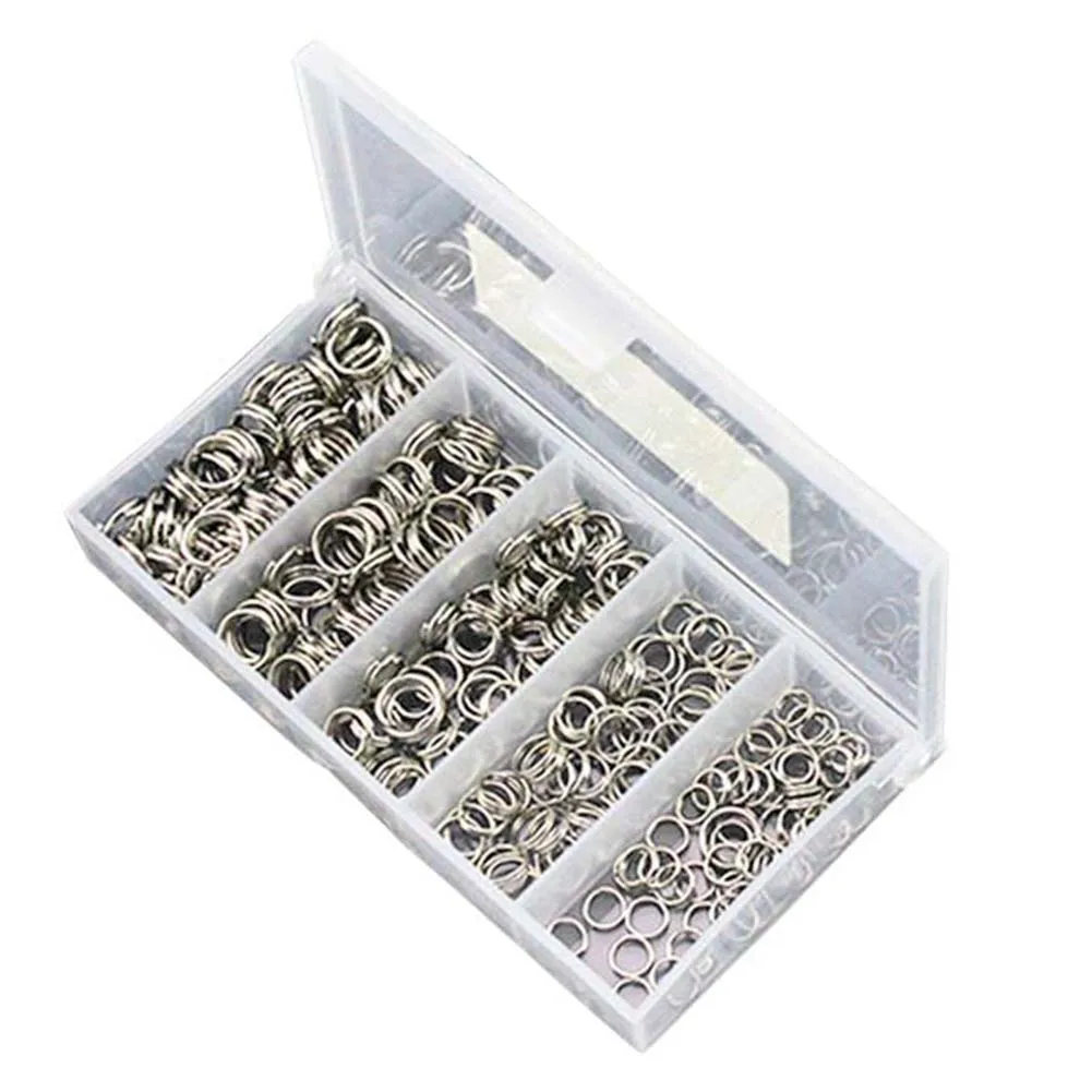 250pcs Carp Fishing Lure High Carbon Steel Fishing Double Ring Connector Heavy  Duty for Crank Hard Bait Accessories Tackle