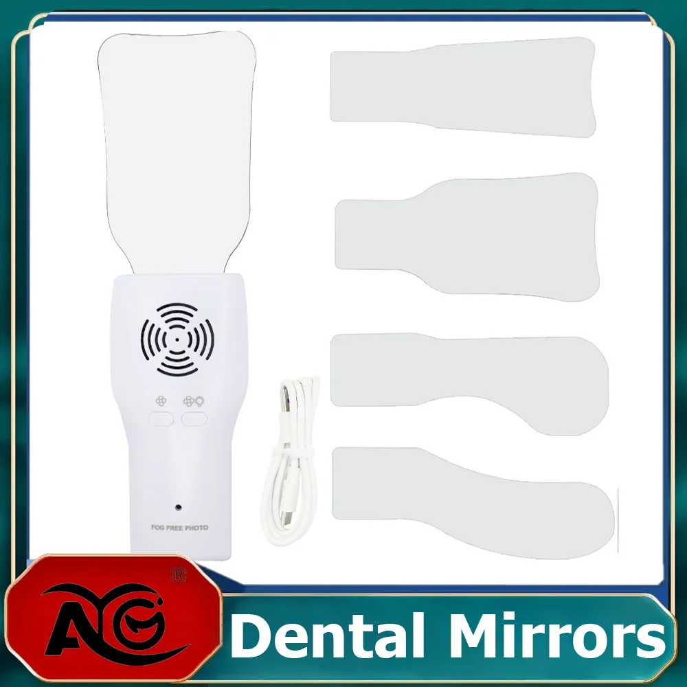 AG Dental Anti-Fog Mirrors Set Fog Free Intraoral Photography Stainless Steel Mirror with LED Light Orthodontic Reflectors