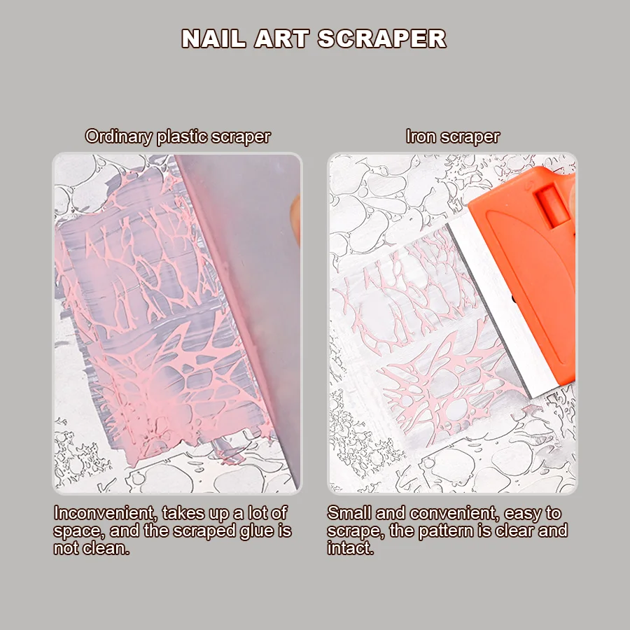 Nail art Schaber Französisch Maniküre Stempel Mit Schaber Abnehmbare Reinigung Schaufel Kleber Aufkleber Werkzeuge Für Nail art Zubehör – Detail 4