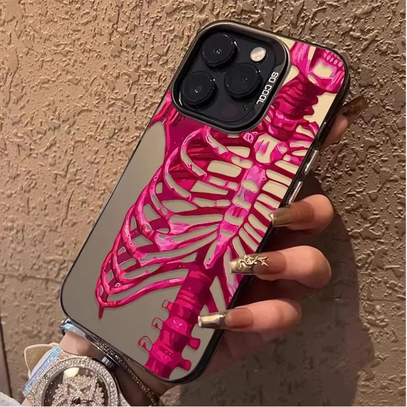 Vibrant Pink and Green Skull Design Phone Case