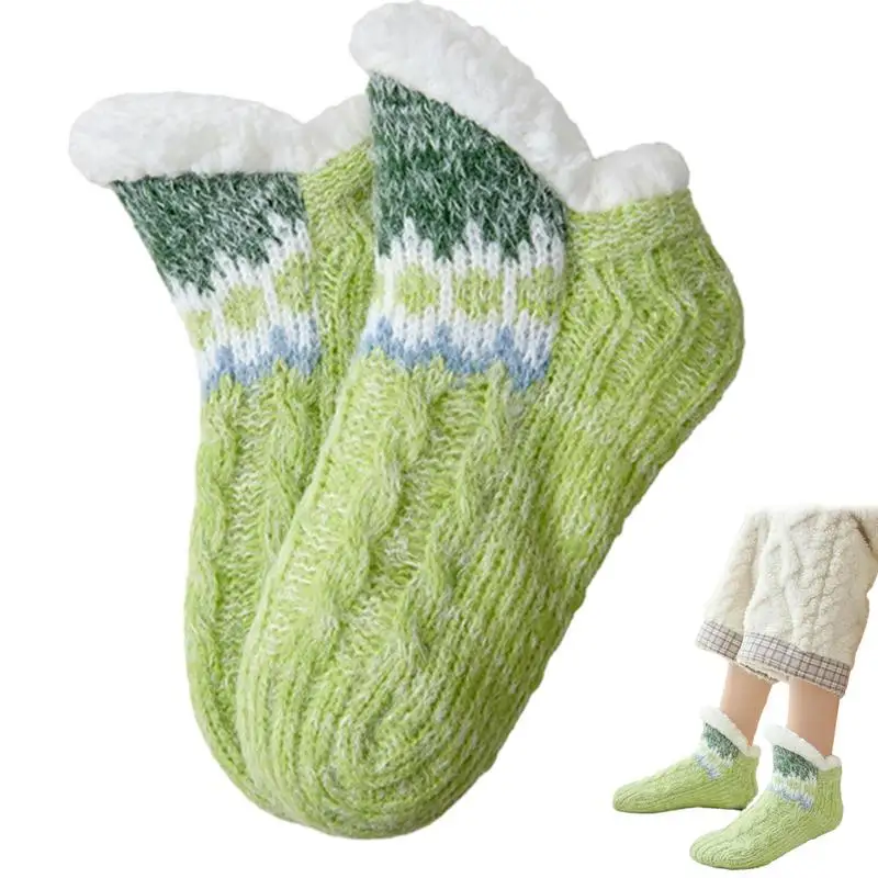 

Floor Socks For Winter Soft And Warm Lambswool Socks With Anti-Slip Grippers Winter Socks For Lounge Study Room Living Room