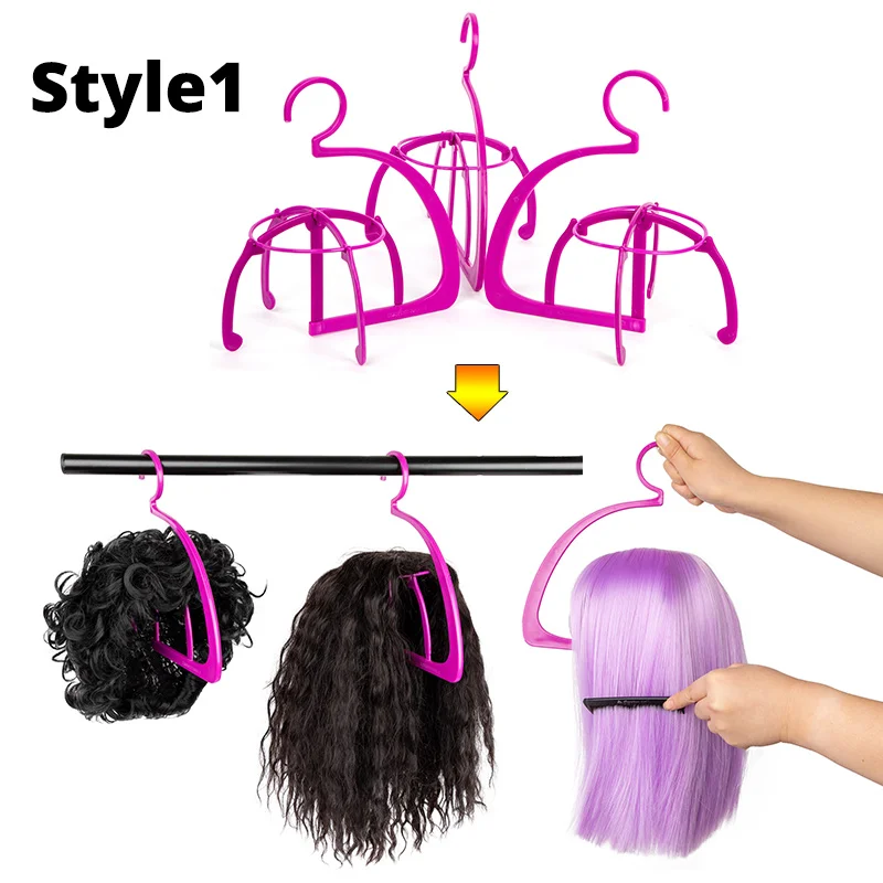 Plussign Plastic Hanging Wig Stand Foldable For Wigs And Hats Travel Salon Display Stands Drying Hair wig stand