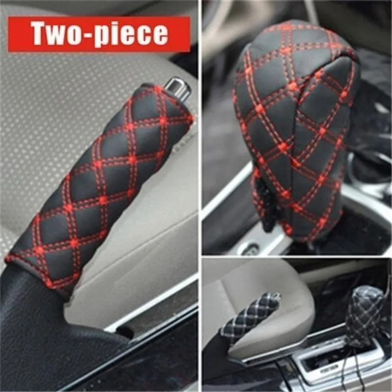 2-piece Car Handbrake Gear Shift Cover Kits Hand Brake Cover Sleeve Car Interior Decoration