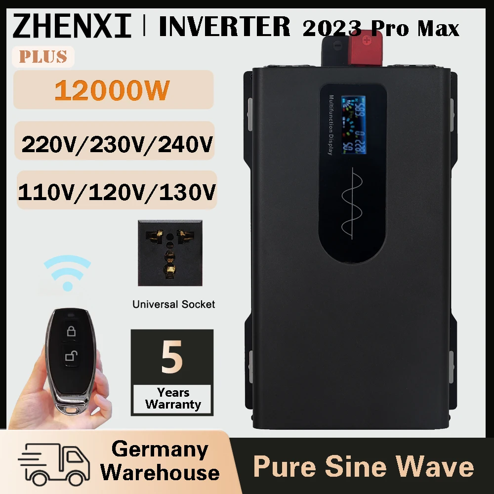 

ZHENXI 12000W 10000W 6000W 5000W Pure Sine Wave 12/24/48/72V DC To AC 110V/120V/220V/230V Fr Lifepo4 Battery