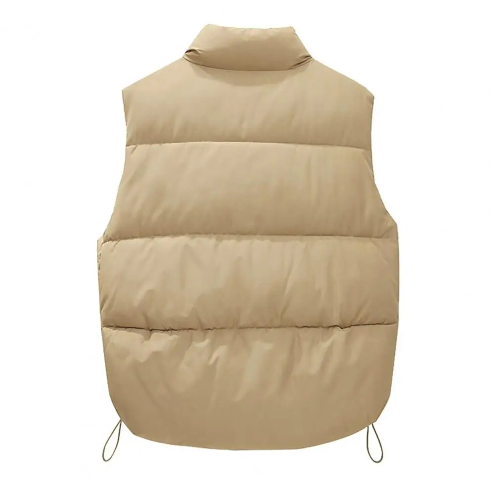 

Cold Weather Jacket Thickened Sleeveless Women's Winter Vest Warm Stand Collar Coat with Neck Protection Zip Up Cardigan