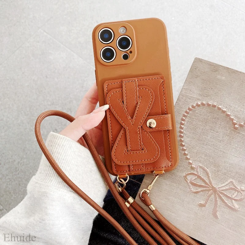 Love Bag Crossbody Lanyard PU Leather Wallet Case with Card Strap