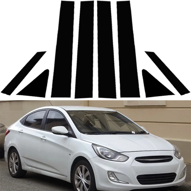 Car Stickers Car Window Stickers Car Window Trim Stickers Car Pillar Posts Fit For Hyundai Accent 4-door Sedan 2011-2015 Glossy Black Door Side Window Decal Sticker Cover