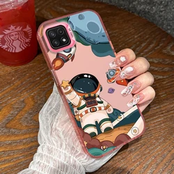 Space Astronaut Painted Frosted Electroplated Shock-Absorbing Phone Case for Samsung Wide5 (Pink)