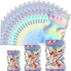 200 Pcs Multicolour Holographic Bags Zip Lock Bag Seal Laser Candy Plastic Storage Bags Smell Proof Jewelry Gift Packaging 2