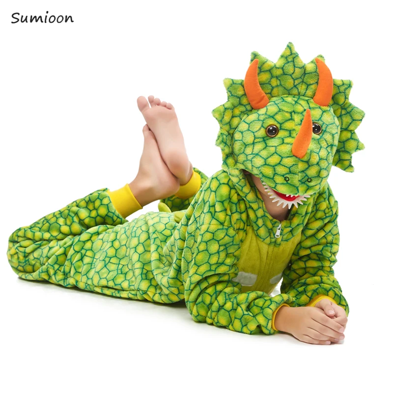 Kigurumi Dinosaur Children's Pajamas for Boys Girls Unicorn Pajamas Flannel Kids Stich Pijamas Animal Sleepwear Winter Onesies