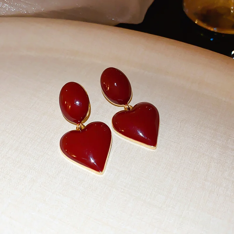Heart Love Earrings - Minimalist White & Green Graffiti Glaze Studs