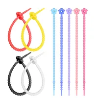 Multipurpose Cable Tie Cable Zipper Candy-Colored Flower Silicone Cable Tie Keychain Bag Accessories Pendant Desktop Winder 2