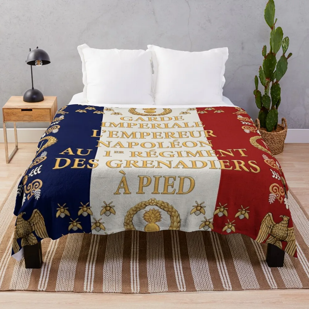 

Napoleonic French 1er Garde Imperiale flag Throw Blanket Hairys Dorm Room Essentials Stuffeds Warm Blankets