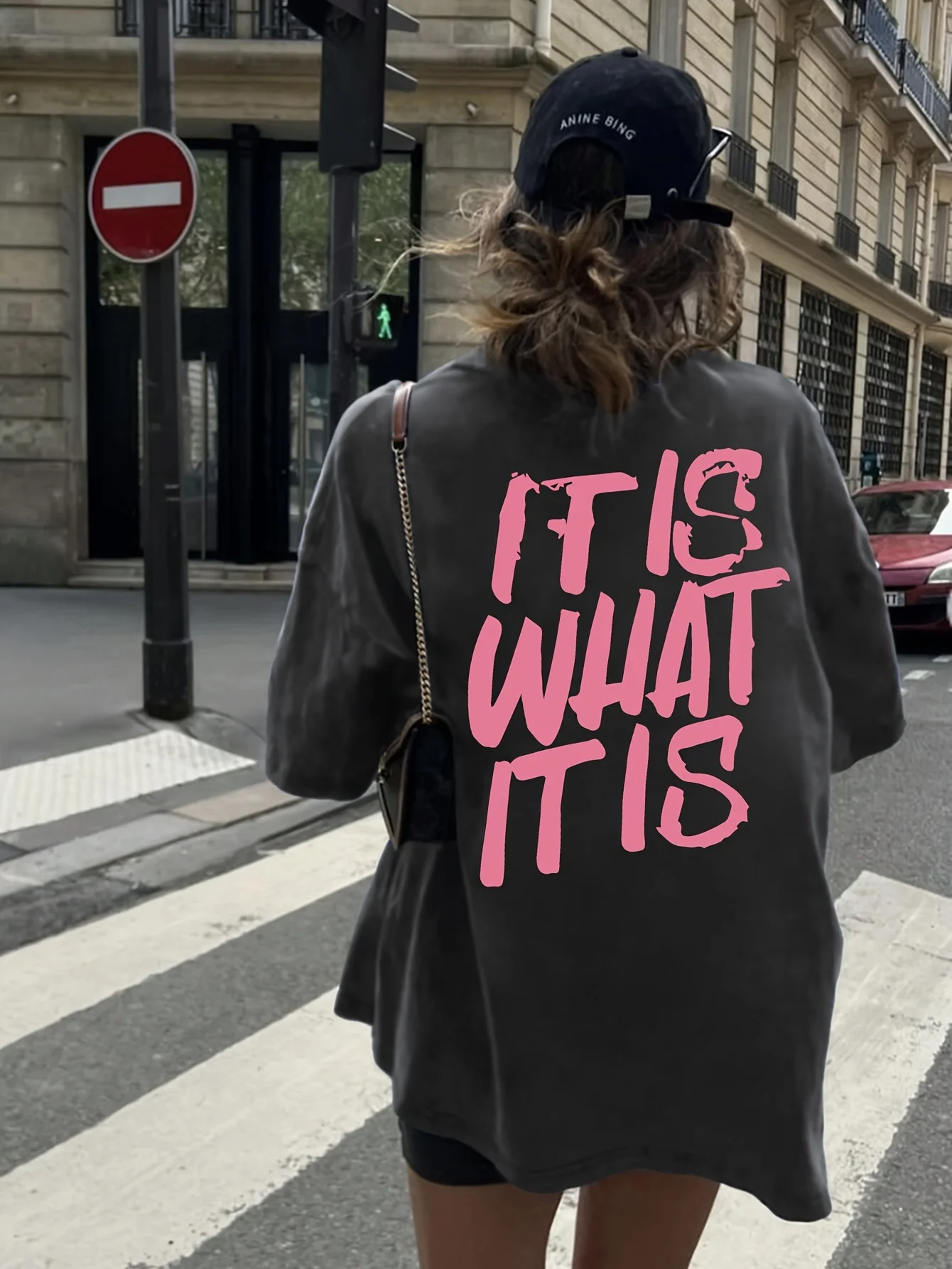 Women'S Casual Oversized T-Shirt It Is What It Is" Letter Print Relaxed Round Neck Double-Sided Graphic Design Short Sleeve 1