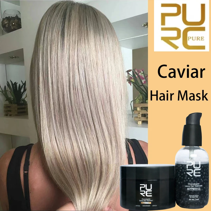 

Female Caviar Hair Mask Kit Keratin Treatment Repair Frizz Conditioner Moisturizer Smoothing Damaged Hair Nutrition Protein Care