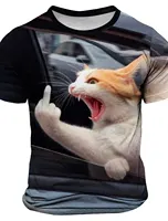 Men’s Animal Funny T Shirt Short Sleeve T shirt 3D Print O-Neck Shirts Exaggerated Designer Party Summer Casual Clothing Apparel
