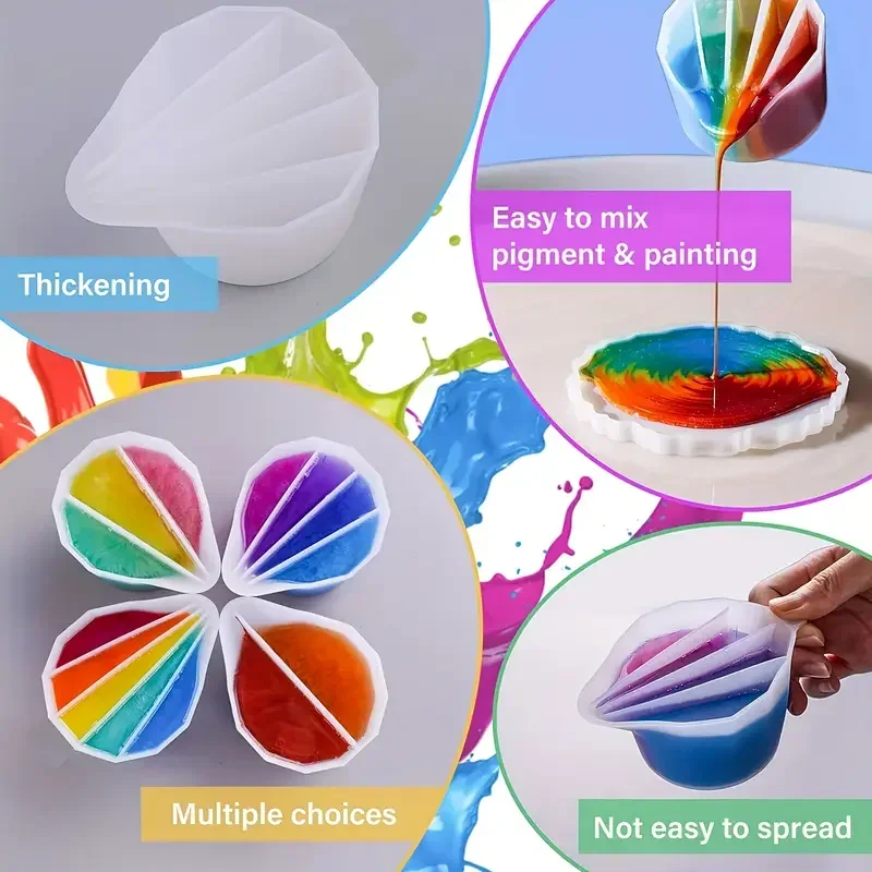 Split Cup Silicone Pouring Cup With Dividers For Acrylic Paint Resin