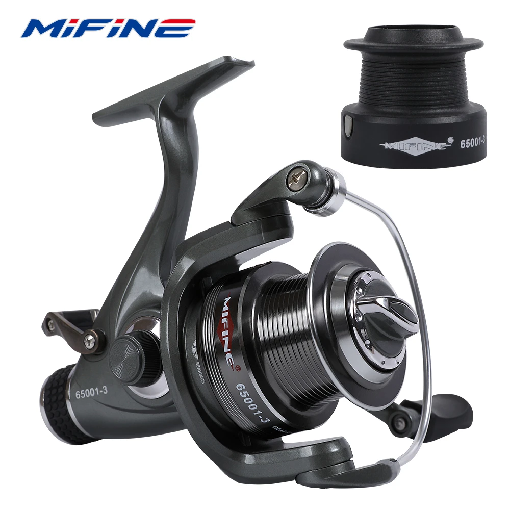 Mifine Fast Dual Brake Fishing Reel Double Spool 5.2:1 Gear Ratio Carp ...
