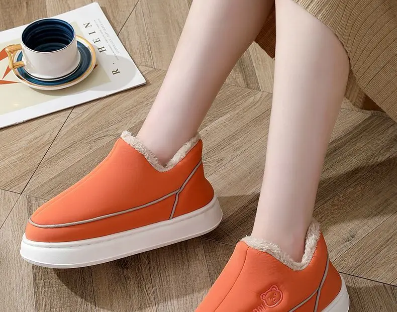 2025 Winter Full Wrap Slip-on Hausschuhe Unisex Mom Komfort Flauschigen Rutschen Frau Plattform Pelz Schuhe Damen Weibliche Schlafzimmer hausschuhe – Detail 6