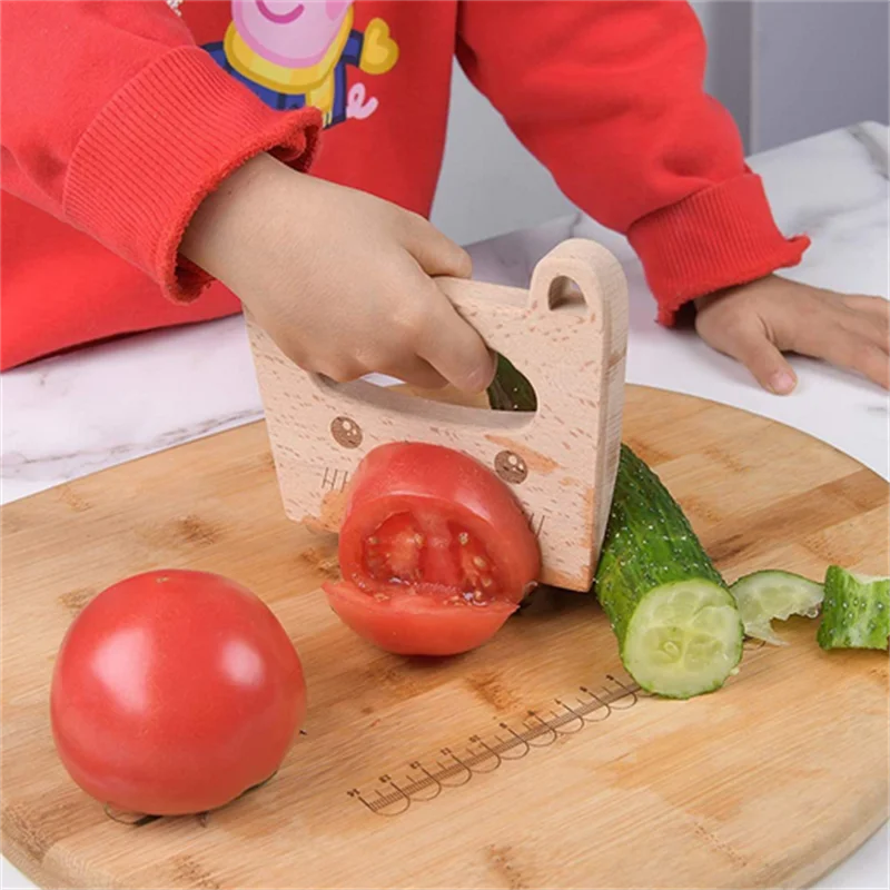 Couteau en Bois pour Enfants Jouet Cuisine Sécuritaire Coupe