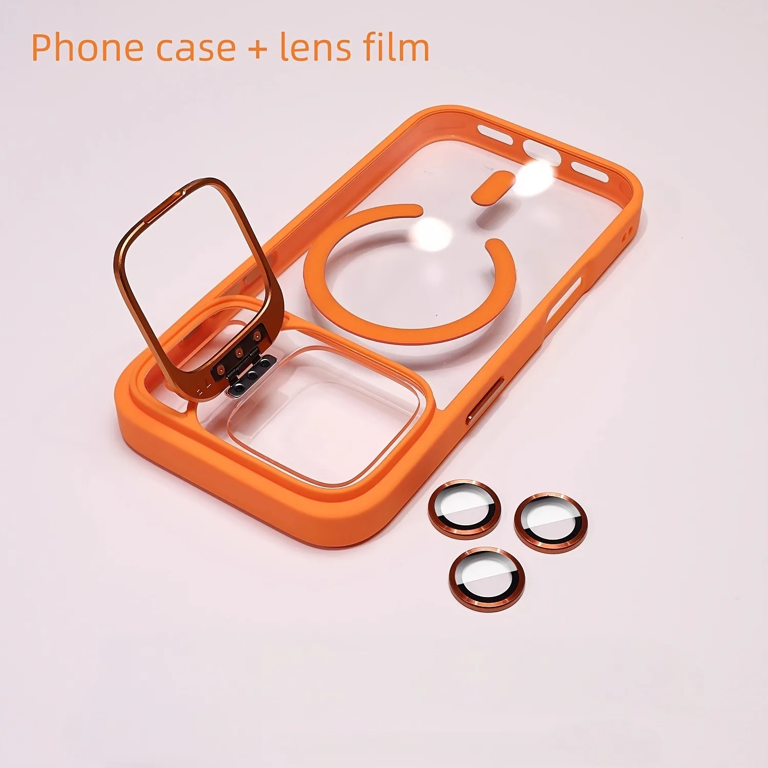 Premium Magnetic Shockproof Phone Case with Stand and Glass Lens Protection Cover