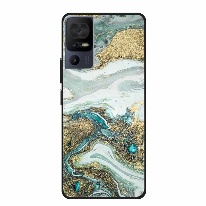 Luxury Silicone Protective Soft Phone Case with Marble Art Design in Vibrant Colors