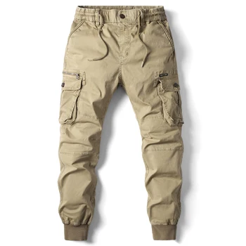 2024 nuovi pantaloni cargo da uomo in cotone kaki casual da uomo pantaloni tattici cargo multi-tasca moda pantaloni militari neri abbigliamento da lavoro 1