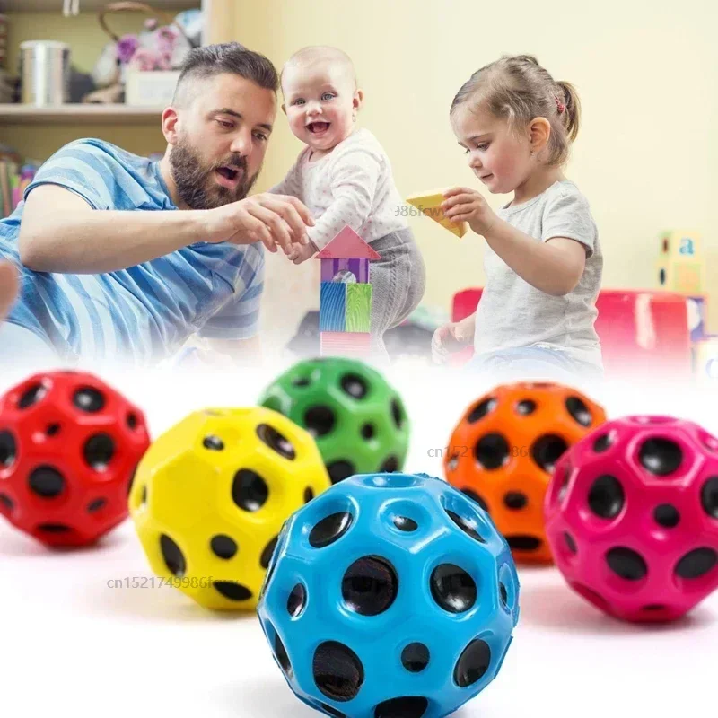 

High Resilience Hole Ball Soft Bouncy Ball Anti-fall Moon Shape Porous Bouncy Ball Kids Indoor Outdoor Toy Ergonomic Design