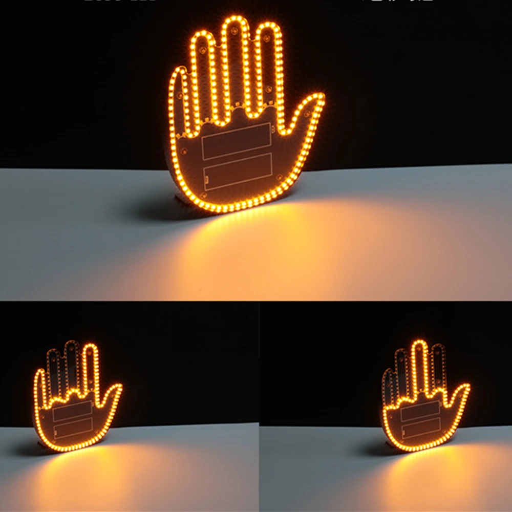 Dito medio Car Light LED Car Hand LED Car Finger Up regala l'amore Bird  Wave Road Rage Signs Car LED Sticker con telecomando - AliExpress