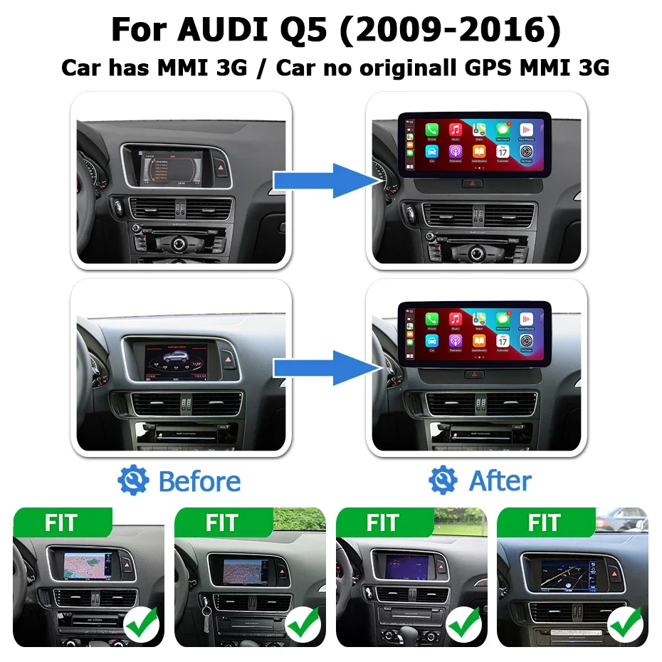 1920*720P Auto Linux Bildschirm Android Auto Carplay Auto Radio Stereo Für Audi Q5 2009-2016 autolink airplay Bluetooth video player – Detail 1