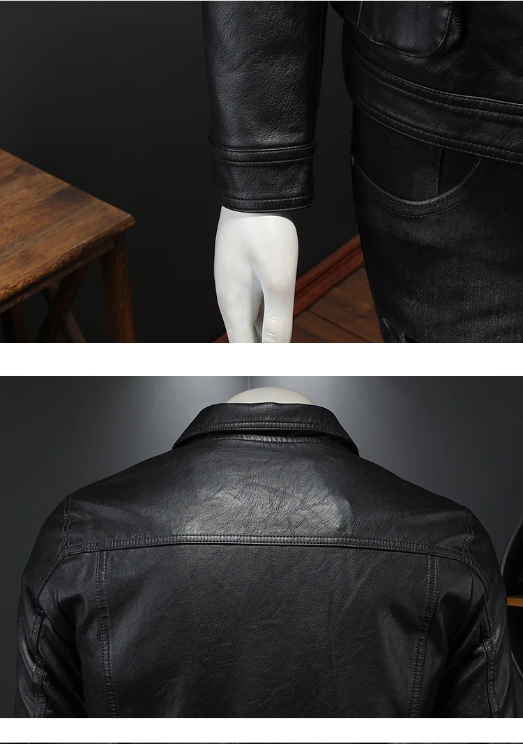 best leather motorcycle jacket Winter new men's handsome stand-up collar motorcycle leather jacket daily handsome faux leather coat men's thick PU jacket 5XL mens leather motorcycle jackets