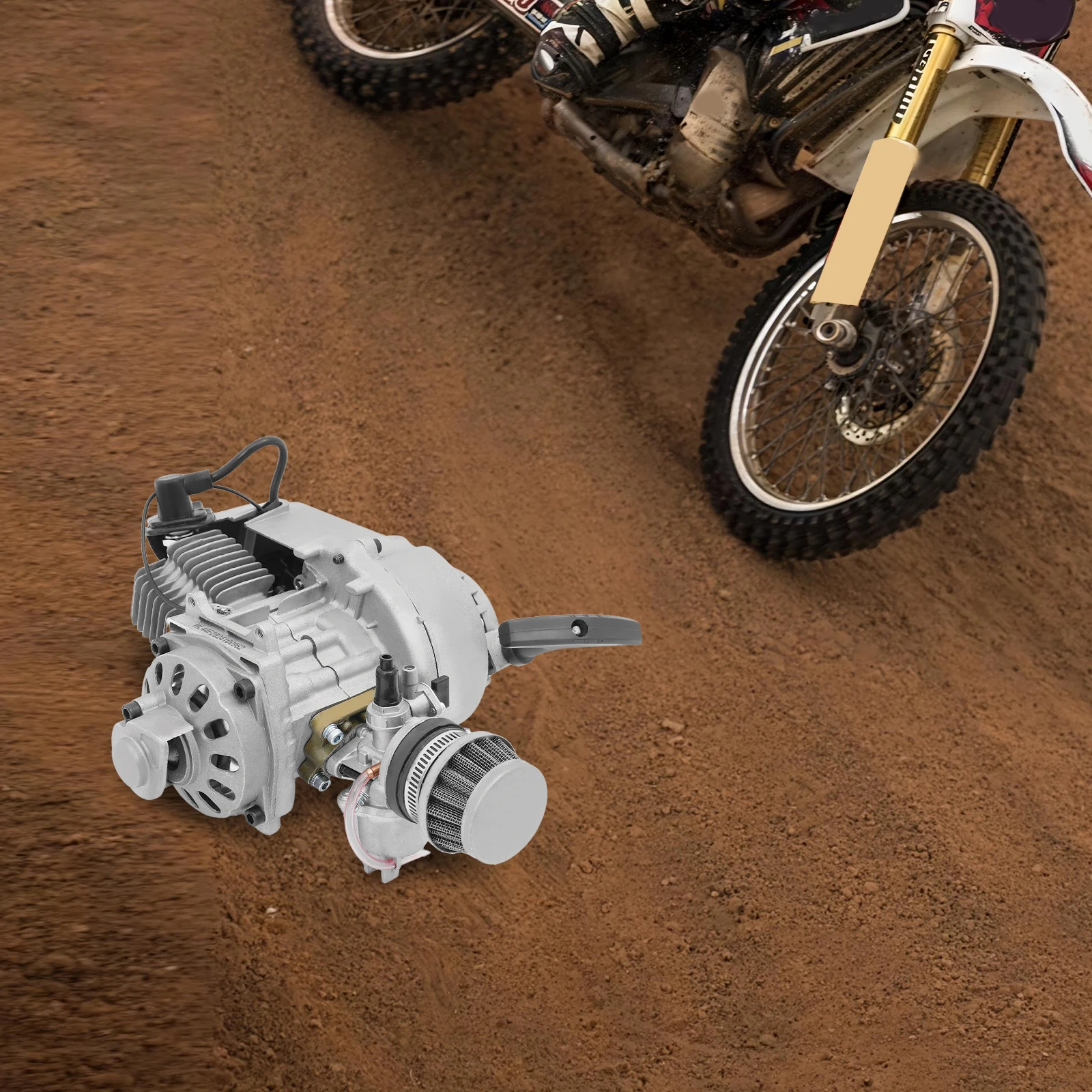 2-Takt Offroad-ATV-Motorkit, 49,85ccm Fahrradmotor, 3PS Mini-Dirt-Bike-Motor Luftgekühlt Einzylinder Seilzugstart – Detail 13
