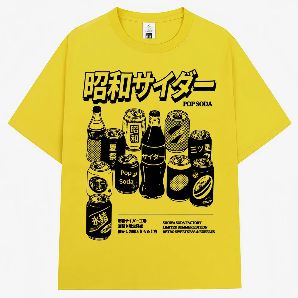 Retro Japanese Soda Aesthetic Oversized T-Shirt - 90s Anime Harajuku Style in Premium Cotton
