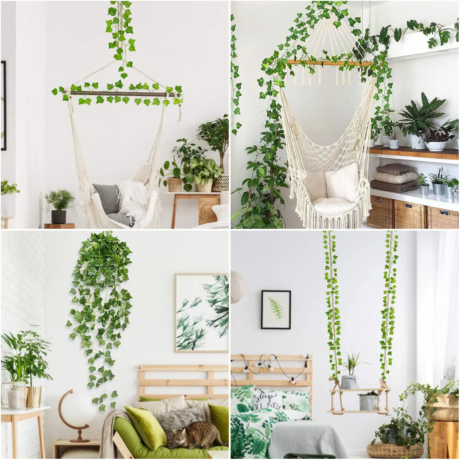 230 cm künstliche hängende Blätterreben, Liana-Seide, gefälschte Efeublätter, Party-Ranken für Zuhause, Girlande, Wand, grüne Dekoration – Detail 25