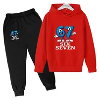 Six sept chiffres drôles dessin animé imprimé enfants printemps automne décontracté 2 pièces sweat à capuche + pantalon de jogging survêtements 2-13 ans garçons filles vêtements 3