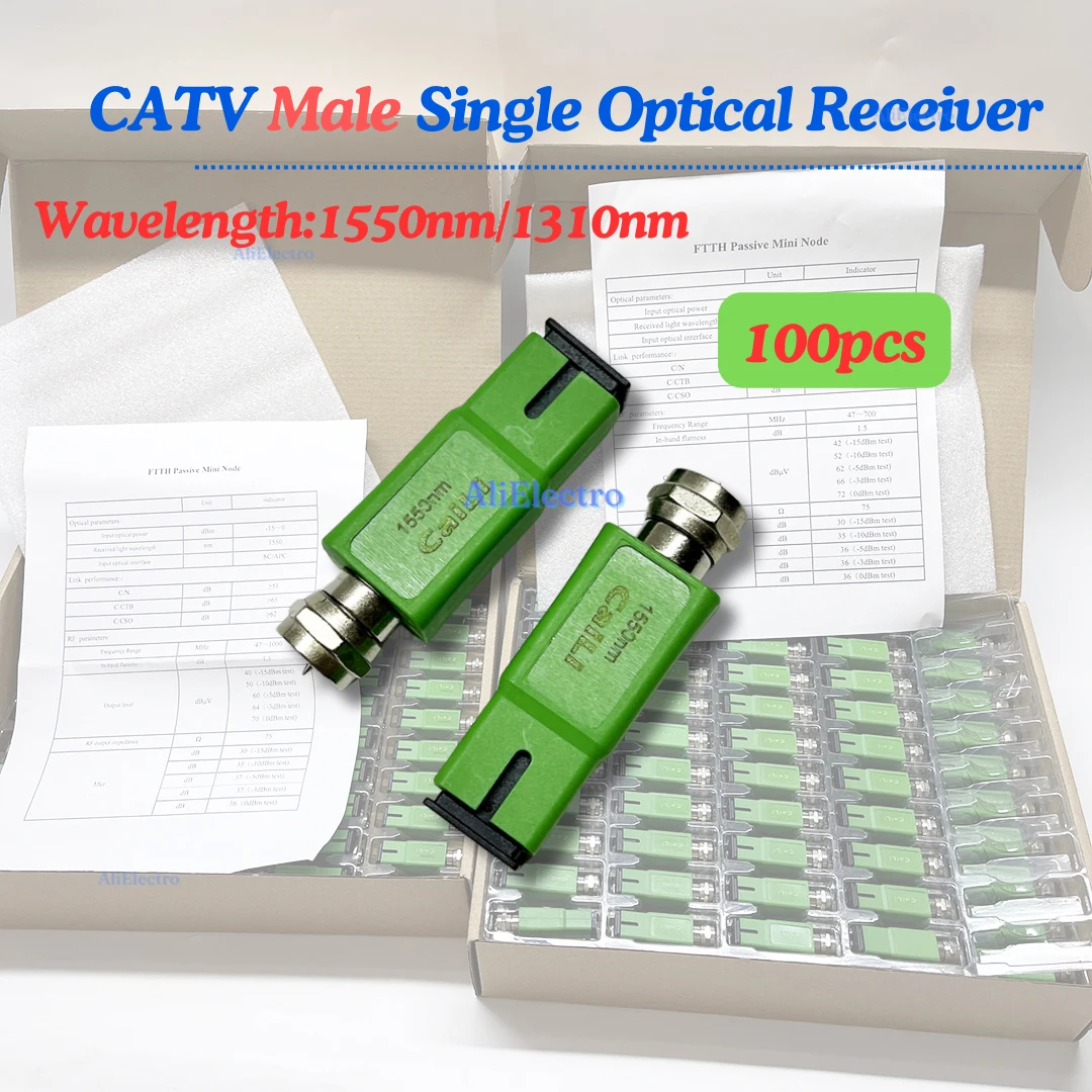 100pcs Fibre Optic to RF 1550nm Passive Optical Receiver Communication Network Optical Receiver Cable TV Transmission