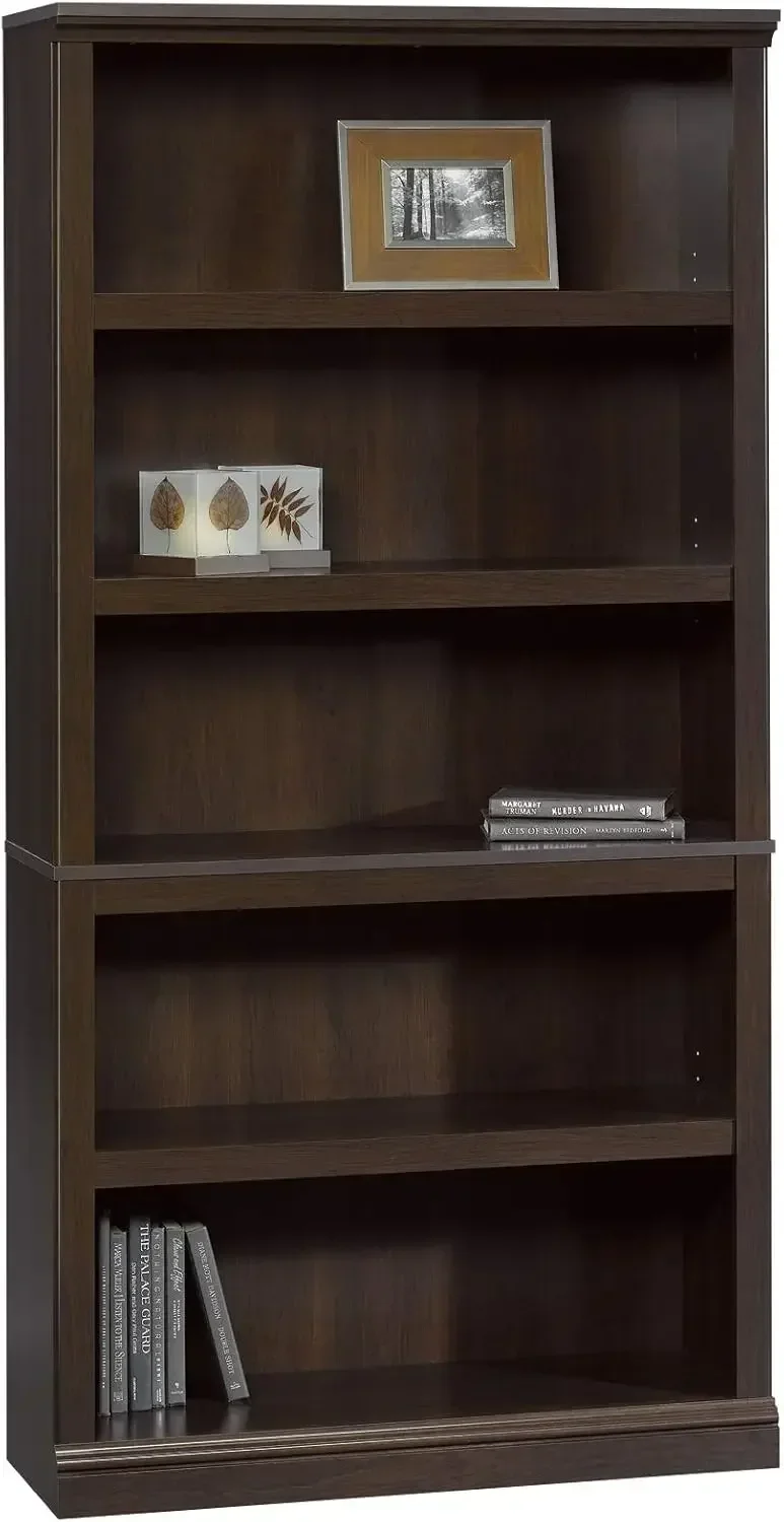 5-shelf wood bookcase 69.76 inch tall front view