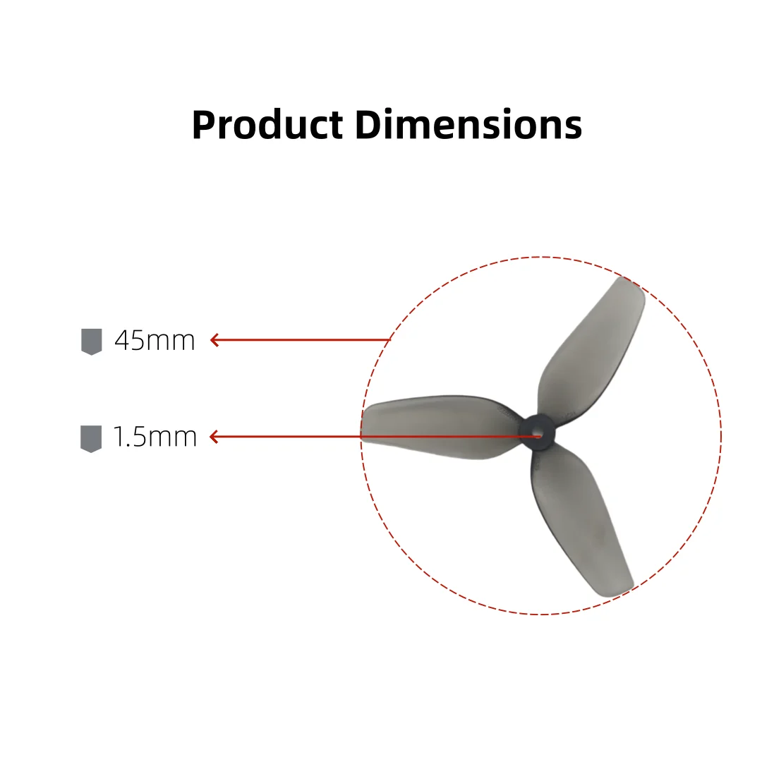 HQProp 1.8x1.2x3 45mm 3-lames PC Hélices FPV Micro (8pcs) - Blanc