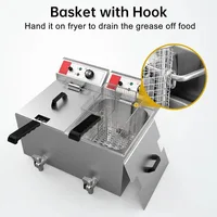 1700W 120V 26L Large Capacity Stainless Steel Countertop Kitchen Frying Machine with Basket & Lid 1