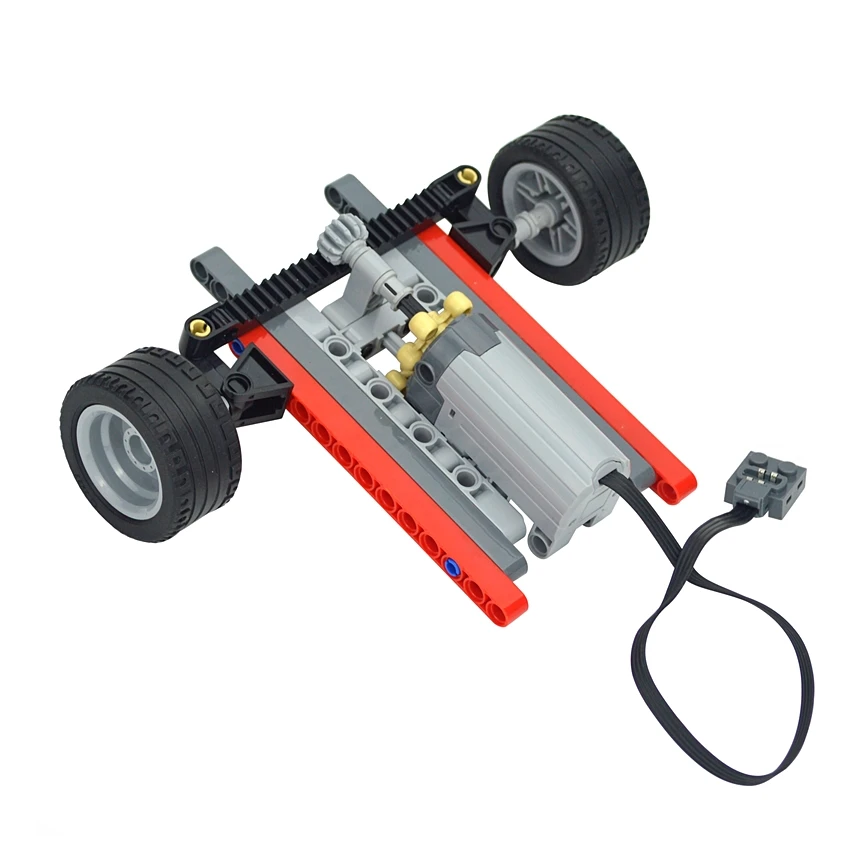 기술 자동차 프론트 서스펜션 스티어링 시스템 부품 세트 DIY 벽돌 자동차 트럭 MOC 빌딩 블록 PF 서보 모터 타이어 Leduo
