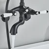 Bathroom Bathtub Faucet Dual Handles Handheld with Hand Shower Bath Shower Mixer Tap Wall Mount Swivel Spout Tub Retro Faucet 4